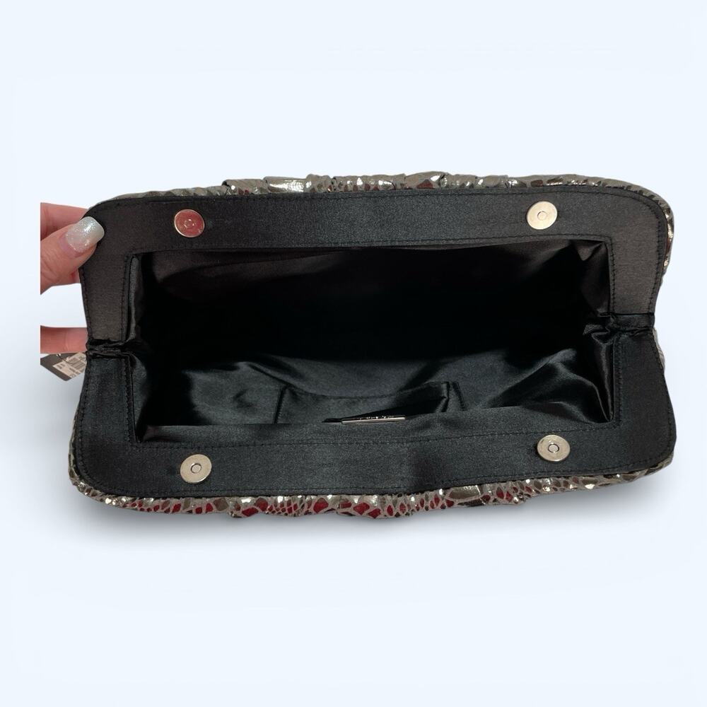 Style & Co Metallic Faux Snakeskin Clutch Bag Magnetic Closure - Picture 3 of 6